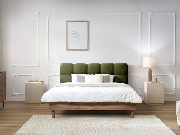 Zöld kárpitozott franciaágy ágyráccsal 160x200 cm Kumo – Bobochic Paris