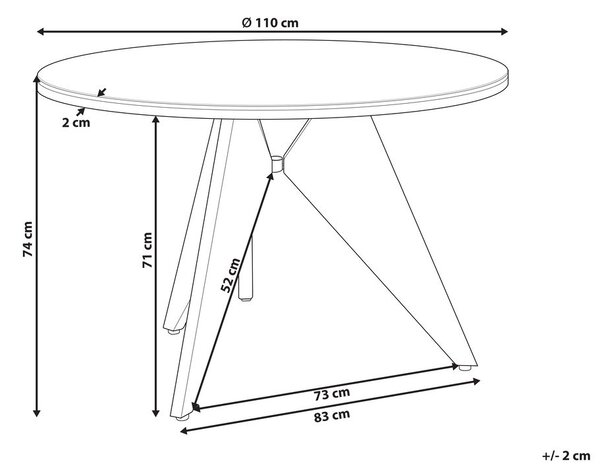 Kerti asztal OLMETTO 83 cm 110 cm Üveg Fekete