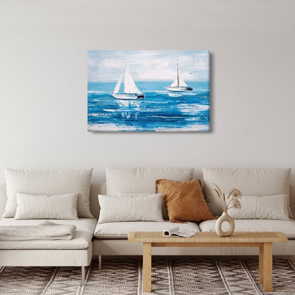 Kép - Egy jacht festése a tengeren (90x60 cm)