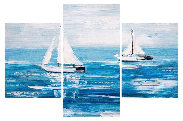 Kép - Egy jacht festése a tengeren (90x60 cm)