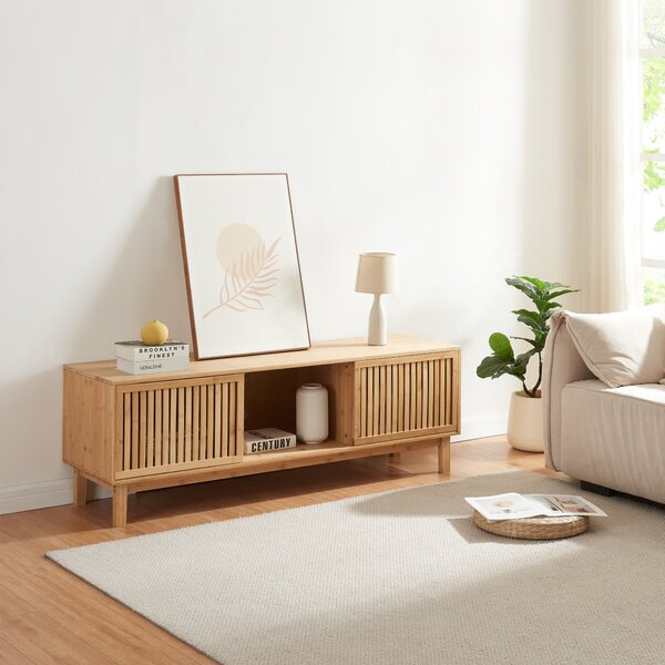 TV-szekrény Ypäjä 150x42x50 cm bambusz natúr [en.casa]