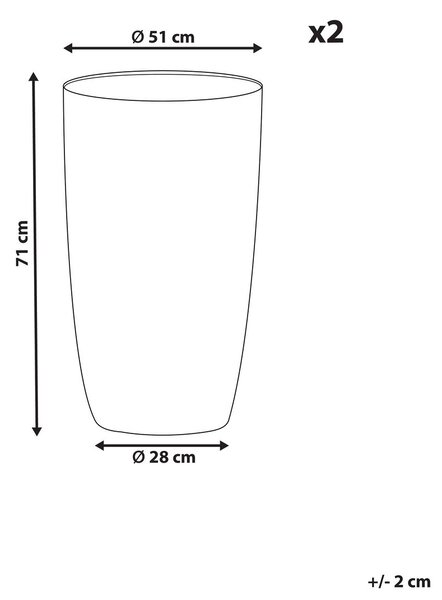 Kétdarabos virágcserép szett CAMIA 51 cm Szürke