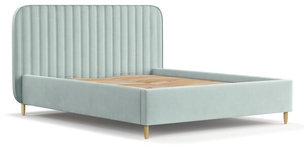 Mentazöld kárpitozott ágyneműtartós egyszemélyes ágy ágyráccsal 120x200 cm Noto – Maison de Rêve