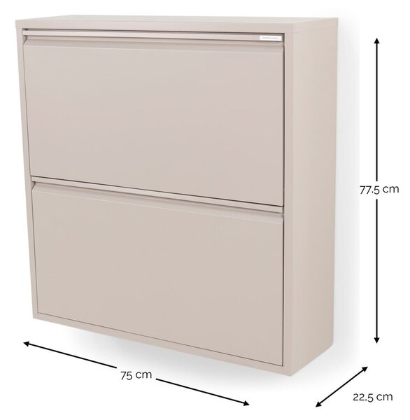 Szürkésbarna fém billenő ajtós cipőtartó 75x77,5x22,5 cm Billy – Spinder Design