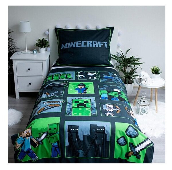 Egyszemélyes pamut gyerek ágyneműhuzat 140x200 cm Minecraft Survival Mode – Jerry Fabrics
