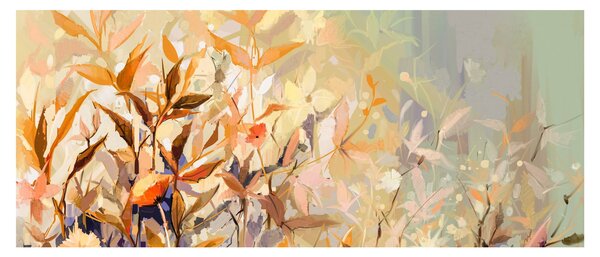 Kép - Festett növények (120x50 cm)