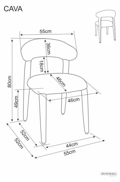 Cava étkezőszék bézs textil kárpittal fém vázzal