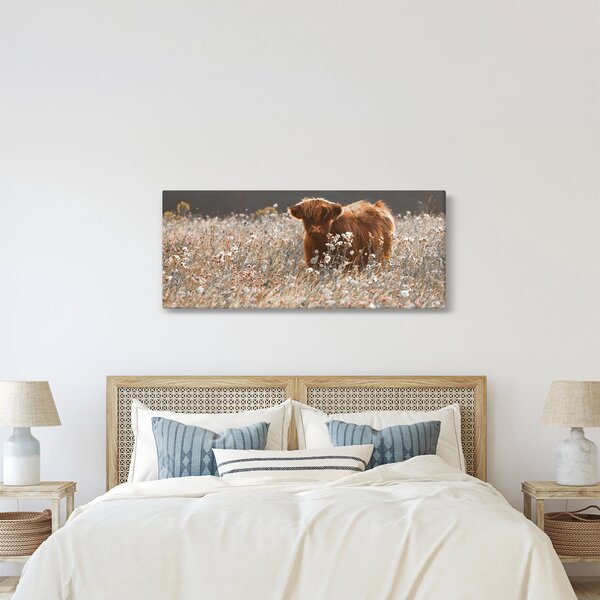 Kép - Skót tehén a virágban (120x50 cm)