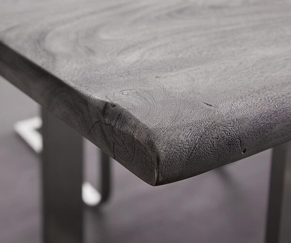 DELIFE Étkezőasztal Edge 260x100 XL akác platina rozsdamentes acél széles Live-Edge