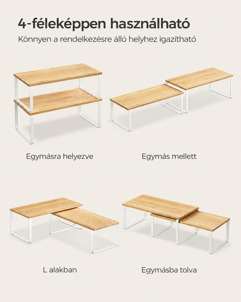 Bővíthető fűszertartó szekrénypolc rendező, 2 darabos, felhőfehér-bézs
