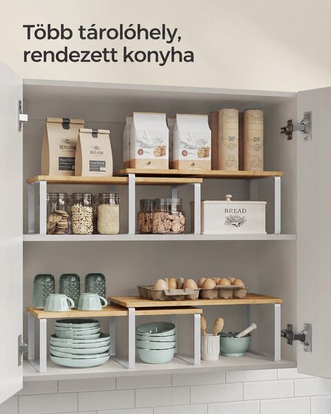 Bővíthető fűszertartó szekrénypolc rendező, 2 darabos, felhőfehér-bézs