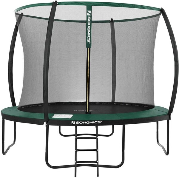 Kerek kerti trambulin Ø 305 cm 150 kg-ig fekete-sötétzöld