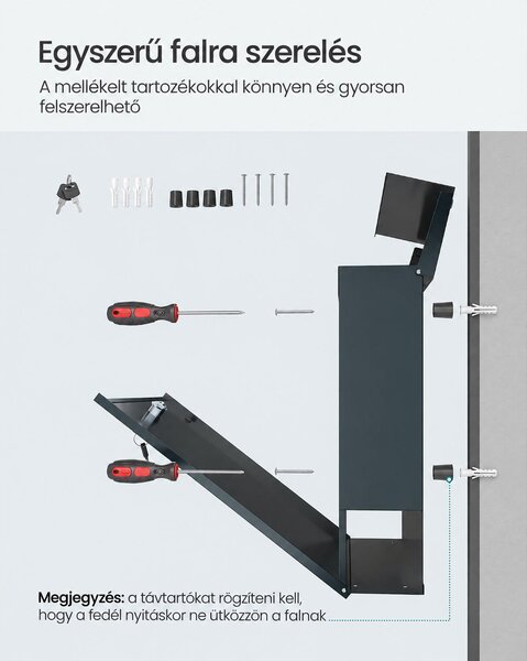 SONGMICS Személyre Szabható Postaláda Névtáblával és Zárral, Antracitszürke