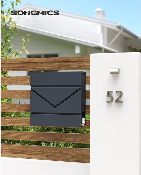 SONGMICS POSTER fali postaláda újságtartóval, antracit