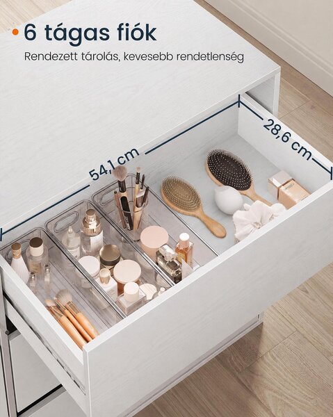 SONGMICS HOME KADIN fésülködőasztal és 6 fiókos komód, moduláris, hófehér