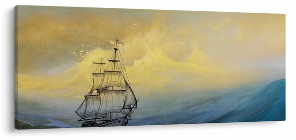 Kép - Egy hajó festménye a tengeren (120x50 cm)