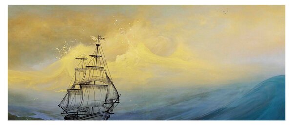Kép - Egy hajó festménye a tengeren (120x50 cm)
