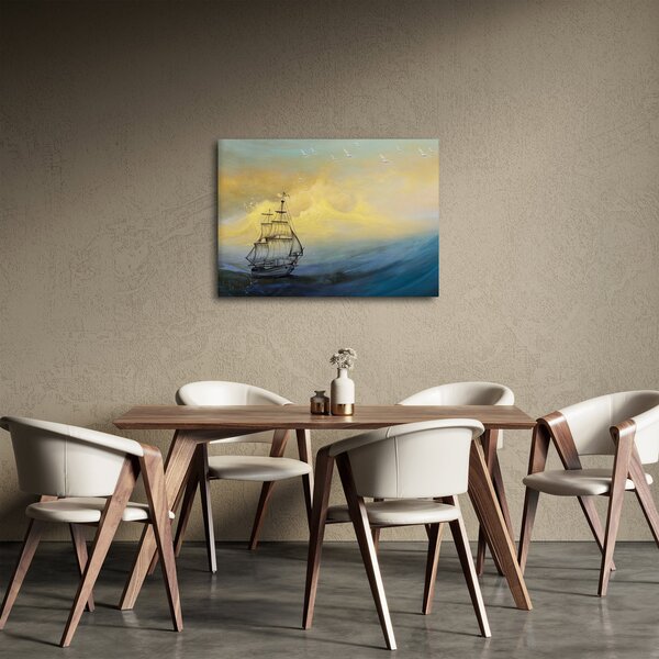 Kép - Egy hajó festménye a tengeren (70x50 cm)