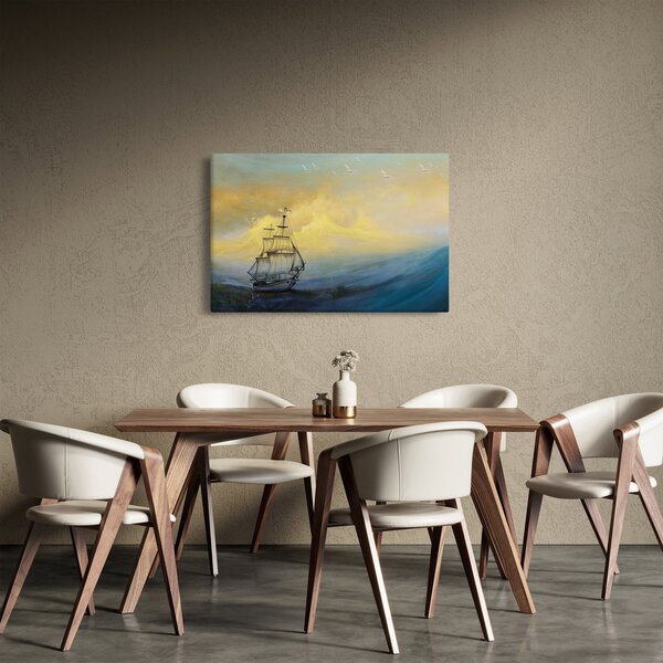 Kép - Egy hajó festménye a tengeren (90x60 cm)