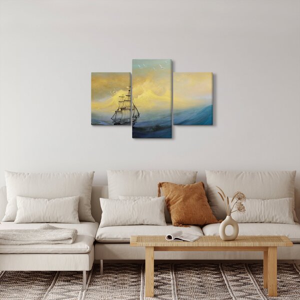 Kép - Egy hajó festménye a tengeren (90x60 cm)