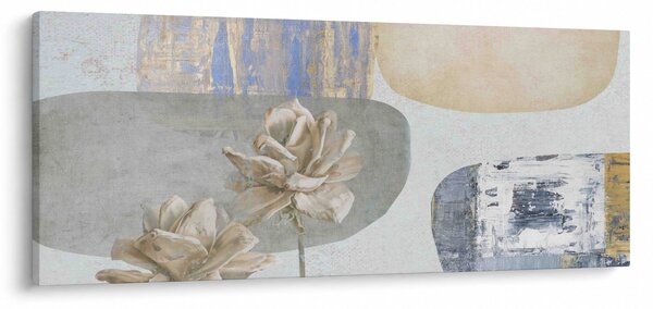 Kép - Festészet virágokkal és textúrákkal (120x50 cm)