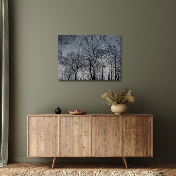 Kép - Fa sziluettek levelekkel (70x50 cm)