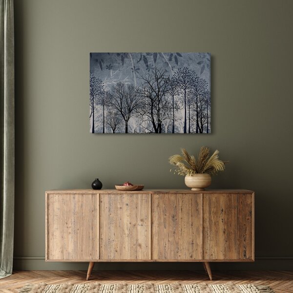 Kép - Fa sziluettek levelekkel (90x60 cm)