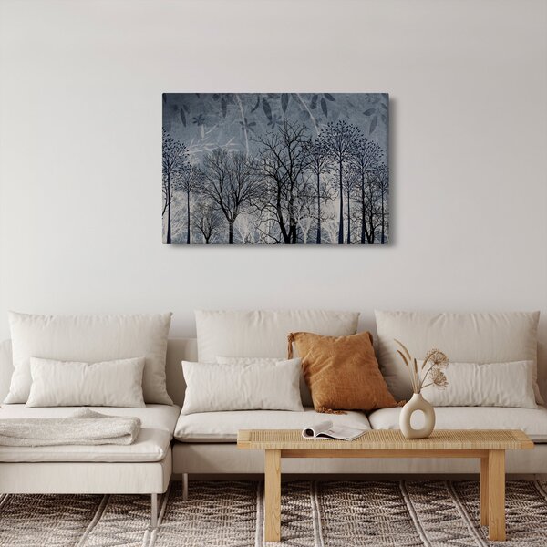 Kép - Fa sziluettek levelekkel (90x60 cm)