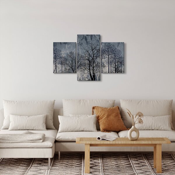 Kép - Fa sziluettek levelekkel (90x60 cm)