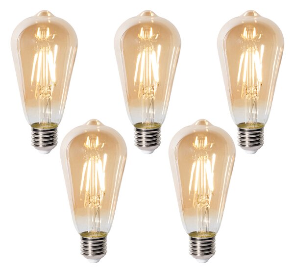 5 db-os E27 szabályozható LED izzó készlet ST64 arany 5W 450 lm 2700K