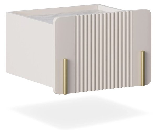 Malmi 45 cm-es függő éjjeliszekrény fiókkal - kasmír / crema bianca / arany