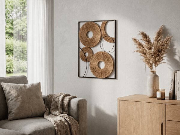 Fali dekoráció CIRCLES fém 48x68 cm, barna