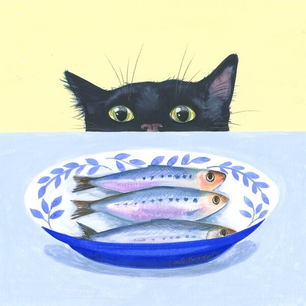 Illusztráció Gourmet Cat, Isabelle Brent, (40 x 40 cm)