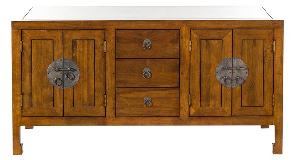Ibuku komód 3 fiókkal + 4 ajtóval, barna 126x55x65cm