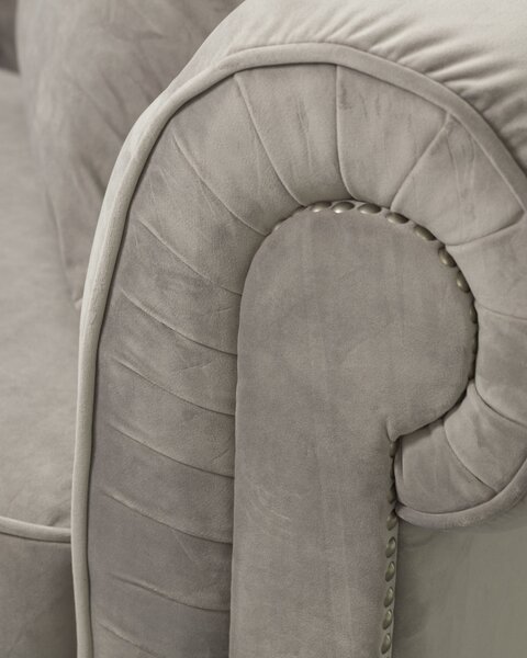 Chesterfield Classic bársony fotel világosszürke 118x96x77cm