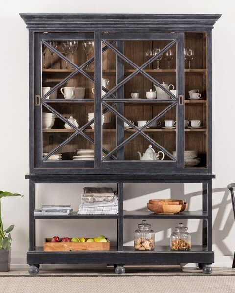 Rimir kredenc 160x50x220 old black & natural