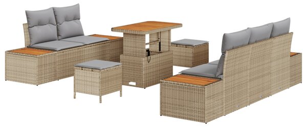 Kerti Kanapé Szett 8 pcs Bézs polirattan