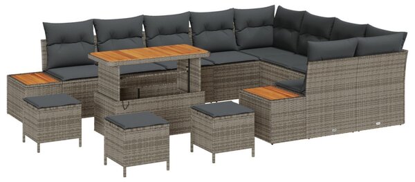 Kerti Kanapé Szett 13 pcs Szürke polirattan