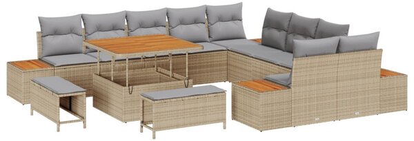Kerti Kanapé Szett 13 pcs Bézs polirattan