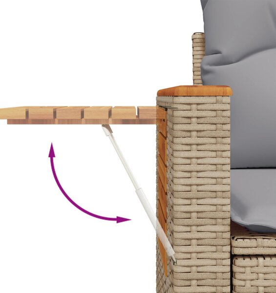Kerti Kanapé Szett párnával 9 pcs Beige és Világosszürke