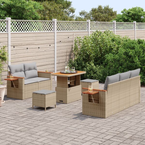 Kerti Kanapé Szett párnával 8 pcs Beige és Világosszürke