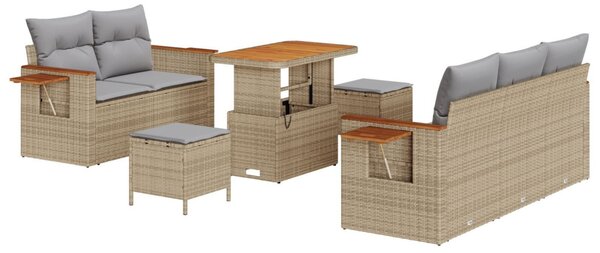 Kerti Kanapé Szett párnával 8 pcs Beige és Világosszürke