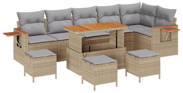 Kerti Kanapé Szett párnával 9 pcs Beige és Világosszürke