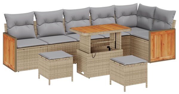 Kerti Kanapé Szett párnával 9 pcs Beige és Világosszürke