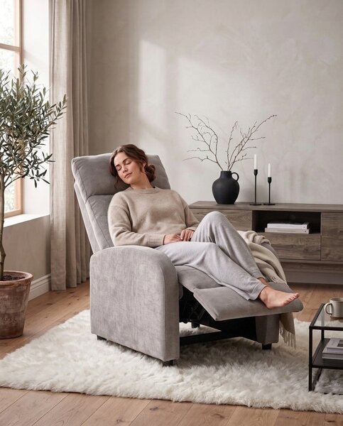 King Home Relax Premium Kihúzható Pihenőfotel Világosszürke