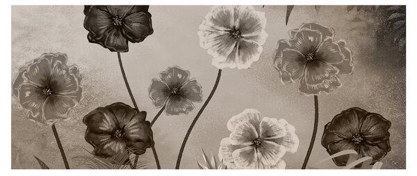 Kép - Rajzolt virágok (120x50 cm)