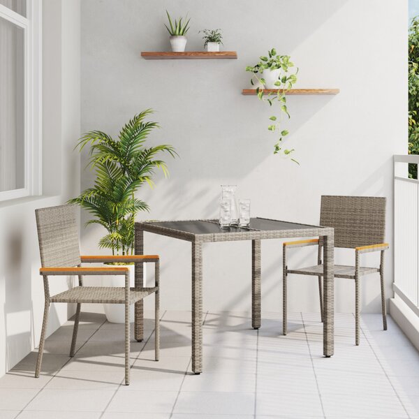 Kert étkező szett 3 pcs Szürke polirattan