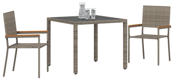 Kert étkező szett 3 pcs Szürke polirattan