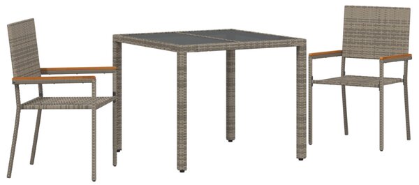 Kert étkező szett 3 pcs Szürke polirattan
