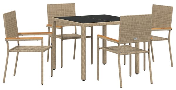Kert étkező szett 5 pcs Bézs polirattan